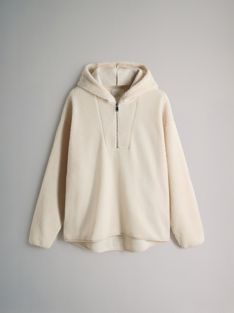 The Set Black/Cream 2 Pack Borg Hooded Longline Sweatshirts - Image 2 of 6