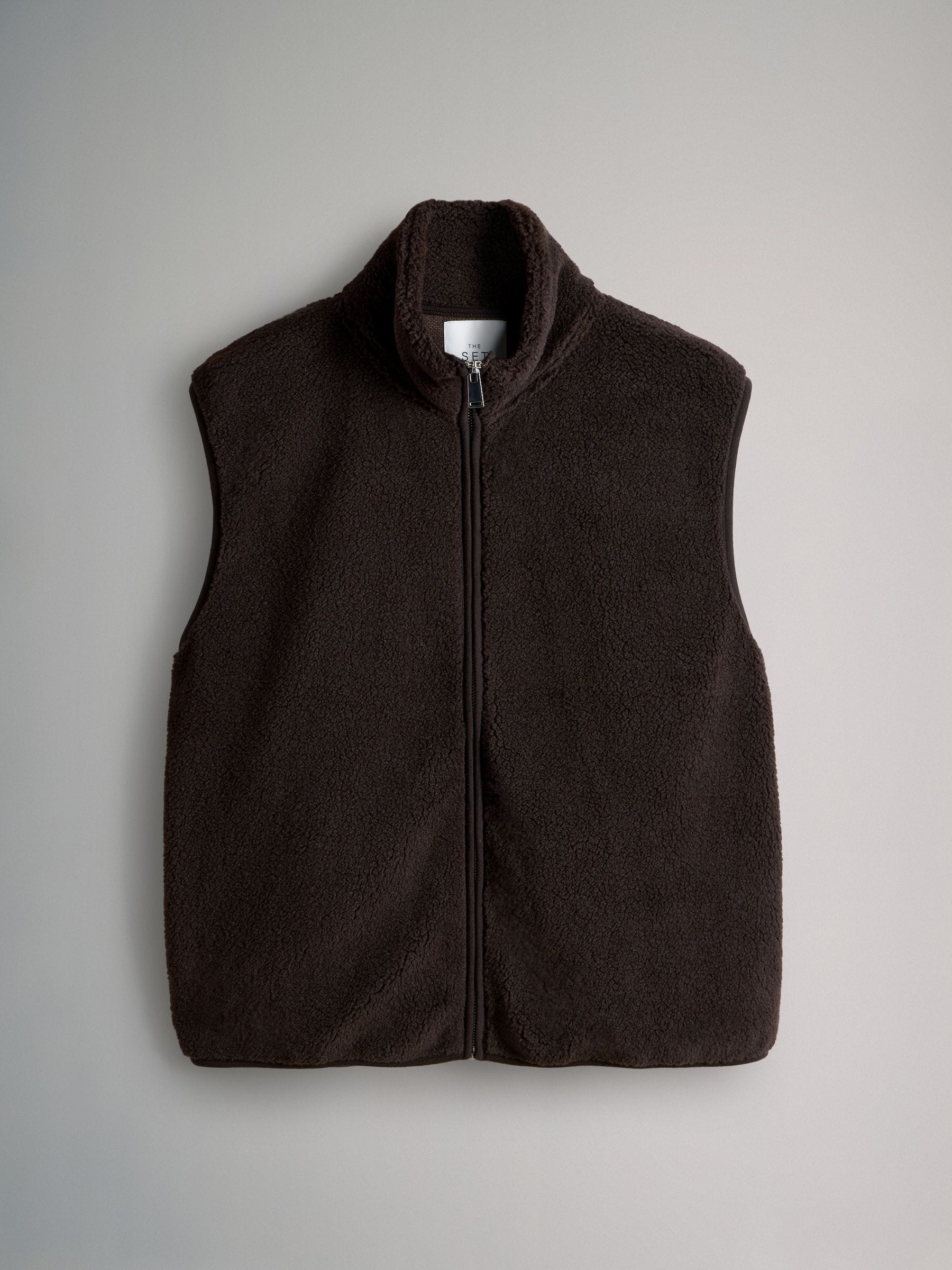 Buy The Set 2 Pack Borg Zip Through Gilets Chocolate Brown/Cream