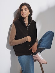 The Set Chocolate Brown/Cream 2 Pack Borg Zip Through Gilets - Image 5 of 12