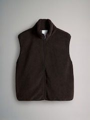 The Set Chocolate Brown/Cream 2 Pack Borg Zip Through Gilets - Image 9 of 12