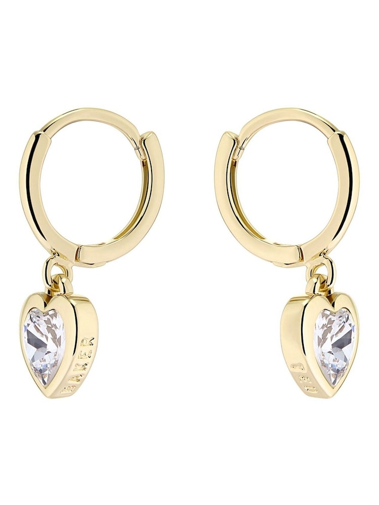 Ted Baker Gold Tone Hanniy Crystal Heart Huggie Earrings - Image 2 of 5