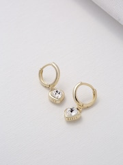 Ted Baker Gold Tone Hanniy Crystal Heart Huggie Earrings - Image 3 of 5