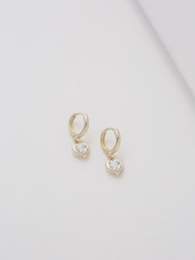 Ted Baker Gold Tone Hanniy Crystal Heart Huggie Earrings - Image 4 of 5