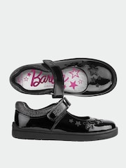 ToeZone Girls Barbie Patent Rip Tape School Black Shoes - Image 10 of 10