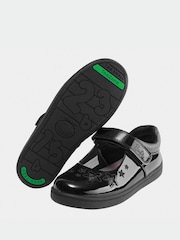 ToeZone Girls Barbie Patent Rip Tape School Black Shoes - Image 2 of 10