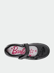 ToeZone Girls Barbie Patent Rip Tape School Black Shoes - Image 3 of 10