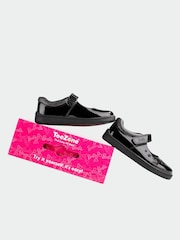 ToeZone Girls Barbie Patent Rip Tape School Black Shoes - Image 7 of 10