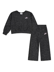 Negro - Nike Little Kids Lurex Waffle Crew and Wide Leg Joggers Set - Imagen 1 de 4