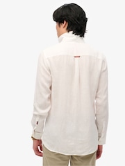 Superdry White Vacation Long Sleeve 100% Linen Shirt - Image 2 of 6