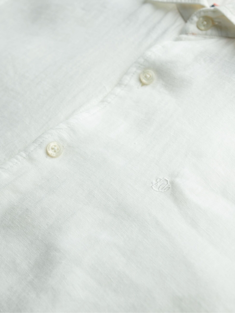 Superdry White Vacation Long Sleeve 100% Linen Shirt - Image 6 of 6