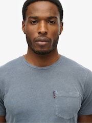 Superdry Blue Classic Essential Pocket 100% Cotton T-Shirt - Image 4 of 6