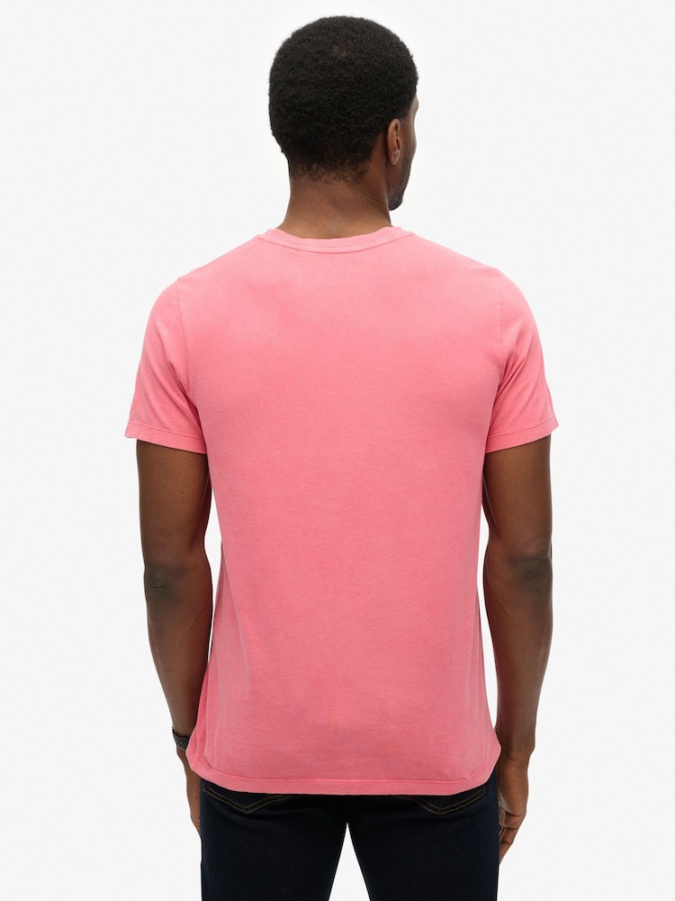 Superdry Pink Classic Essential Pocket 100% Cotton T-Shirt - Image 2 of 5