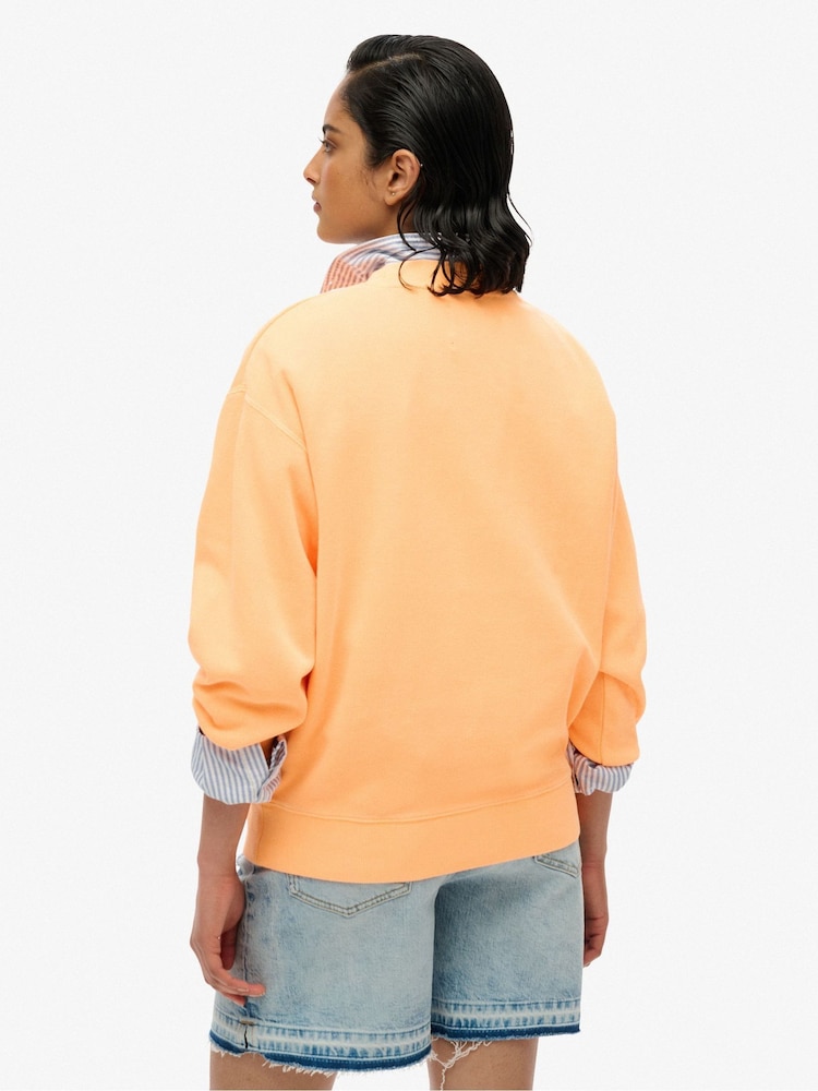 Superdry Orange Psych Surf Loose Crew Sweatshirt - Image 2 of 4 Superdry Orange Psych Surf Loose Crew Sweatshirt - Image 2 of 4