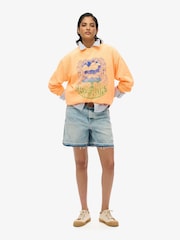 Superdry Orange Psych Surf Loose Crew Sweatshirt - Image 3 of 4