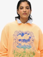 Superdry Orange Psych Surf Loose Crew Sweatshirt - Image 4 of 4