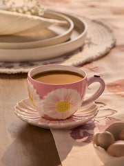 Pink Floral Print Wildlife Cup and Saucer - Image 1 of 3