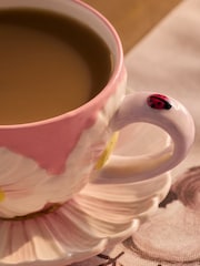 Pink Floral Print Wildlife Cup and Saucer - Image 2 of 3