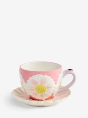 Pink Floral Print Wildlife Cup and Saucer - Image 3 of 3