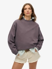 Superdry Grey Oversized Old School Tattoo Crew 100% Cotton Sweatshirt - Image 1 of 6