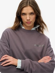 Superdry Grey Oversized Old School Tattoo Crew 100% Cotton Sweatshirt - Image 4 of 6