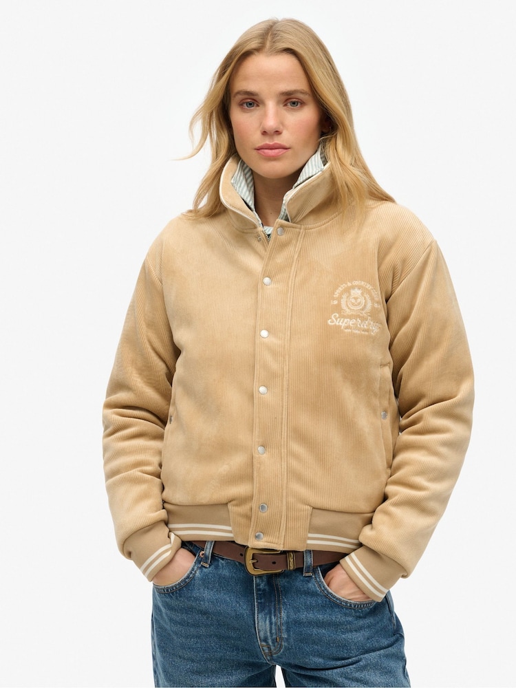 Superdry Nude Country Club Jersey Bomber 100% Cotton Jacket - Image 1 of 7