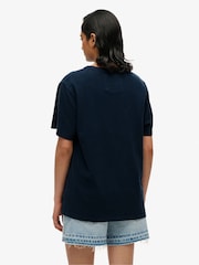 Superdry Blue Oversized Athletic Tonal 100% Cotton T-Shirt - Image 2 of 5