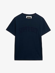 Superdry Blue Oversized Athletic Tonal 100% Cotton T-Shirt - Image 4 of 5