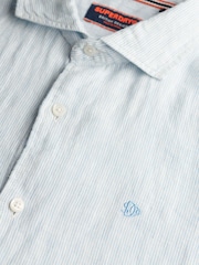 Superdry Blue Embroidered Vacation 100% Linen Shirt - Image 6 of 6