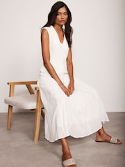 Mint Velvet White Cotton Blend Waistcoat Knit Dress - Image 1 of 8