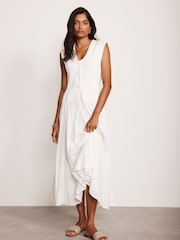 Mint Velvet White Cotton Blend Waistcoat Knit Dress - Image 5 of 8