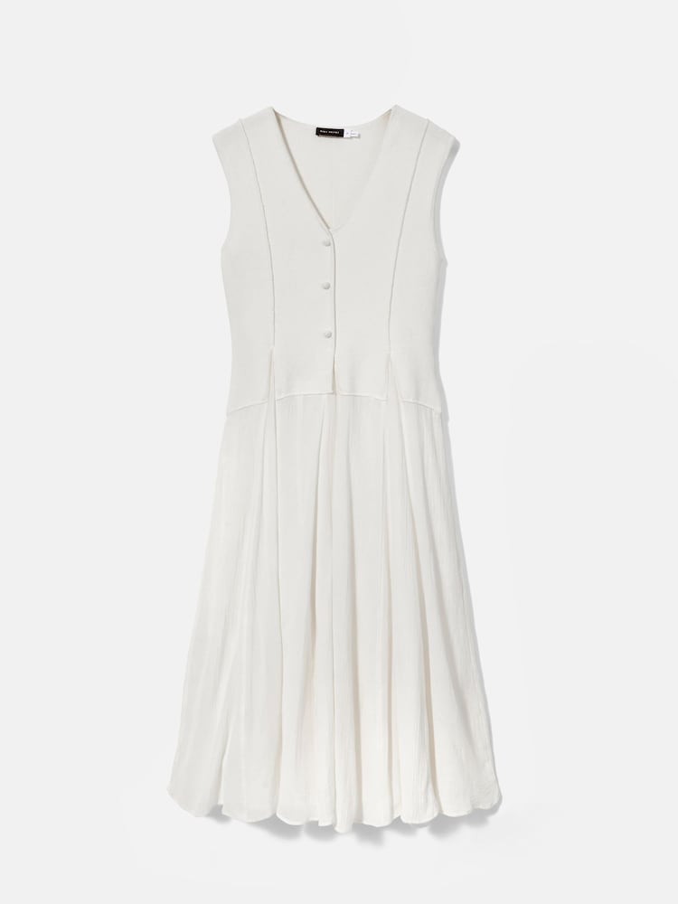 Mint Velvet White Cotton Blend Waistcoat Knit Dress - Image 7 of 8