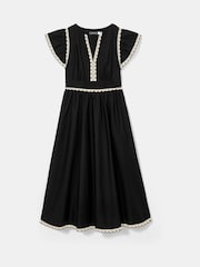 Mint Velvet Black Cotton Scallop Trim 100% Cotton Midi Dress - Image 7 of 8