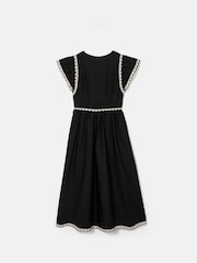 Mint Velvet Black Cotton Scallop Trim 100% Cotton Midi Dress - Image 8 of 8