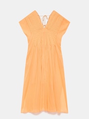 Mint Velvet Orange Pleated 100% Cotton Maxi Dress - Image 6 of 7