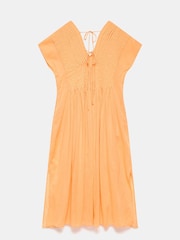 Mint Velvet Orange Pleated 100% Cotton Maxi Dress - Image 7 of 7