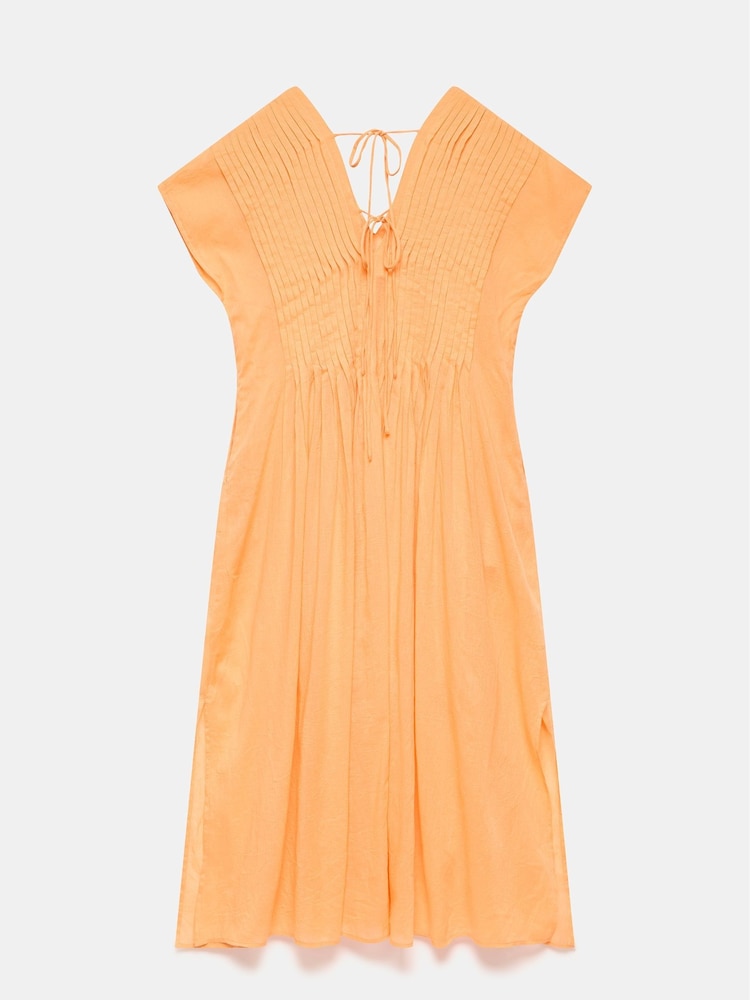 Mint Velvet Orange Pleated 100% Cotton Maxi Dress - Image 7 of 7