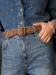 Mint Velvet Brown Suede Woven Belt - Image 4 of 4