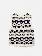 Mint Velvet White Striped 100% Cotton Knit Top - Image 2 of 8
