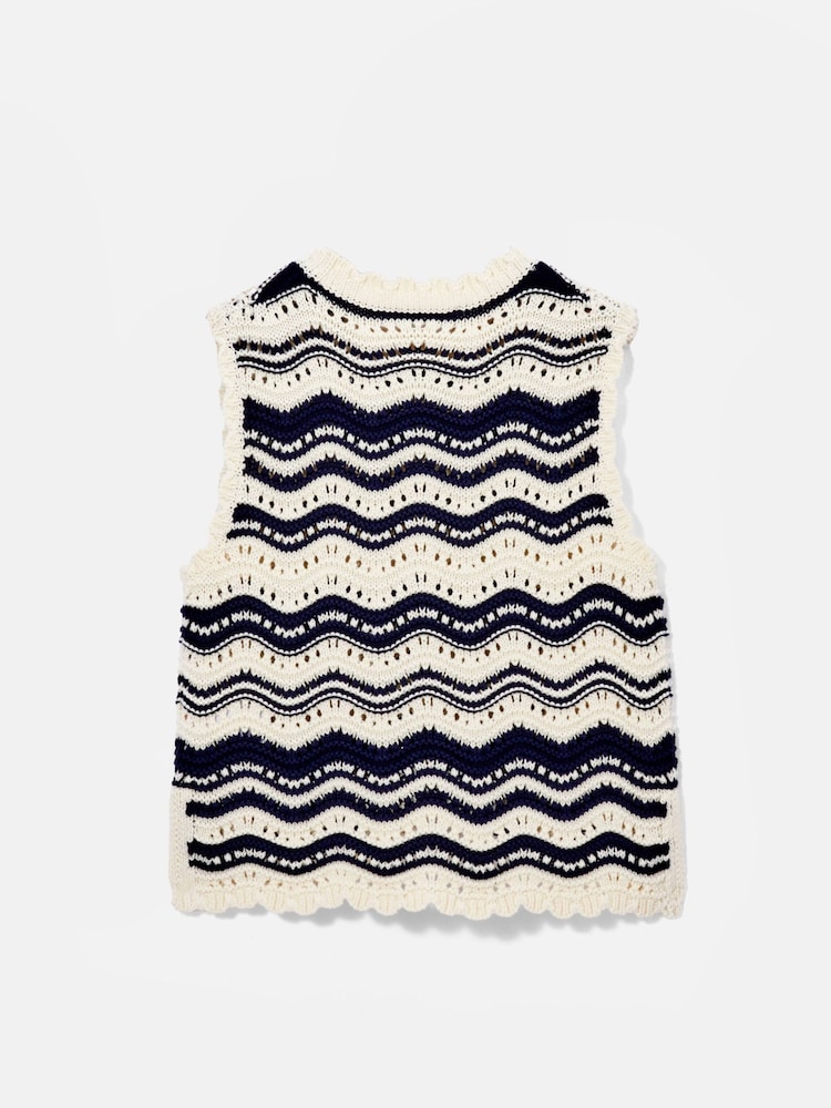 Mint Velvet White Striped 100% Cotton Knit Top - Image 2 of 8