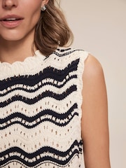 Mint Velvet White Striped 100% Cotton Knit Top - Image 5 of 8