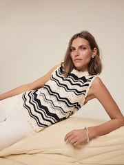 Mint Velvet White Striped 100% Cotton Knit Top - Image 8 of 8