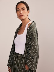 Mint Velvet Green Striped Relaxed Shirt - Image 1 of 8