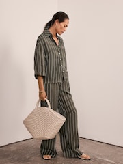 Mint Velvet Green Striped Relaxed Shirt - Image 3 of 8