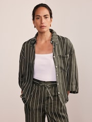 Mint Velvet Green Striped Relaxed Shirt - Image 4 of 8