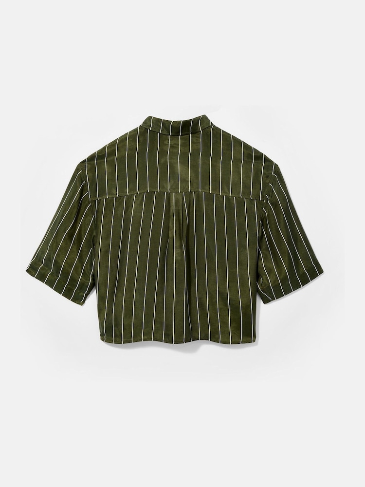 Mint Velvet Green Striped Relaxed Shirt - Image 8 of 8 Mint Velvet Green Striped Relaxed Shirt - Image 8 of 8