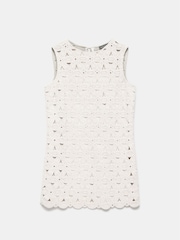 Mint Velvet Cream Crochet Sleeveless 100% Cotton Mini Dress - Image 7 of 8