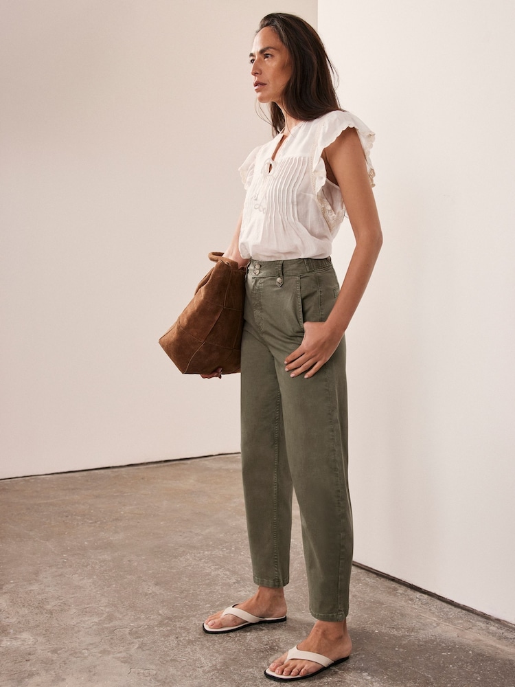 Mint Velvet Green Barrel Chino Trousers - Image 2 of 7