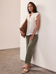 Mint Velvet Green Barrel Chino Trousers - Image 4 of 7