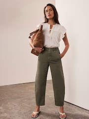 Mint Velvet Green Barrel Chino Trousers - Image 5 of 7