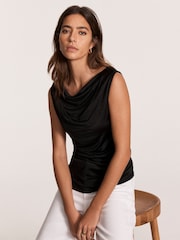 Mint Velvet Black Draped Top - Image 1 of 7